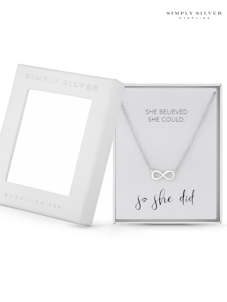 Simply Silver Sterling Silver Tone 925 Infinity Short Pendant Necklace - Gift Boxed (N51856) | €40