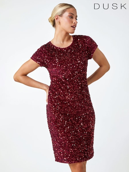 Dusk Metallic Velvet Sequin Embellished Shift Dress (N51942) | €38