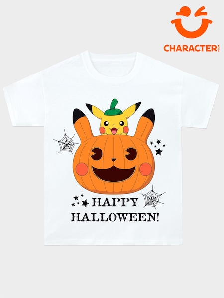 Character White Pokemon 100% Cotton Happy Halloween Pumpkin T-Shirt (N51970) | €10