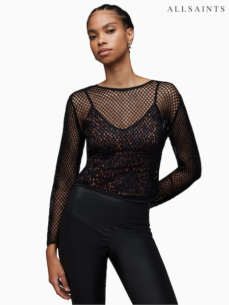 AllSaints Black Rosalie Anita 100% Cotton Top (N51985) | €105