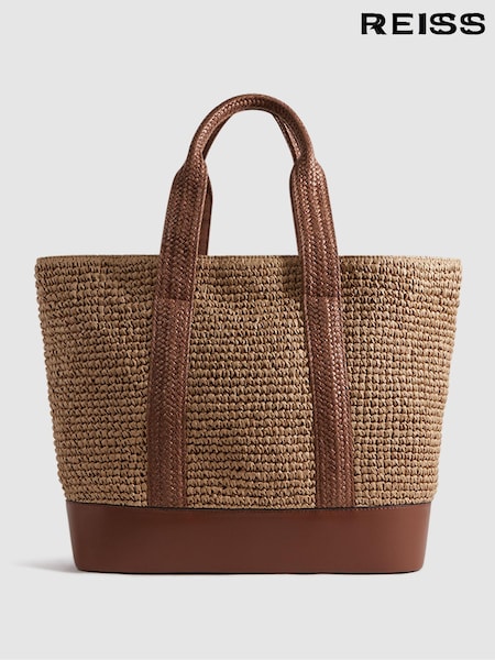 Reiss Tan Mira Raffia Tote Bag (N52042) | €185