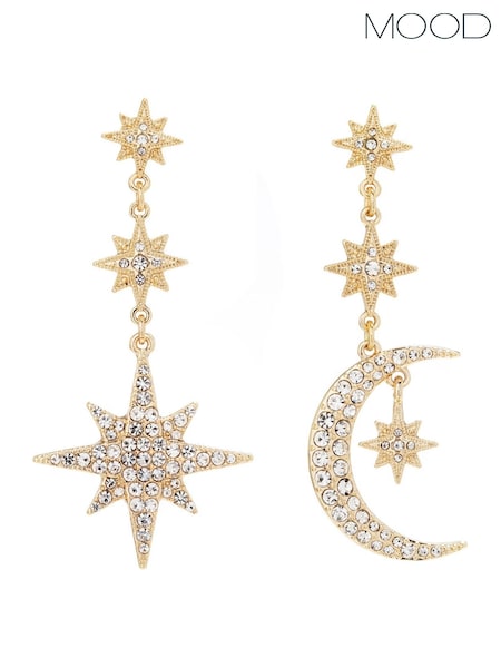 Mood Gold Tone Mix And Match Stars And Moon Drop Earrings (N52178) | €16