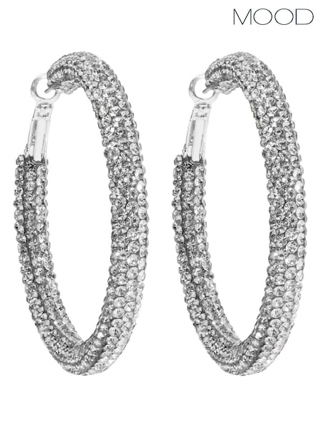 Mood Silver Plated Crystal Tube Hoops (N52192) | AED99