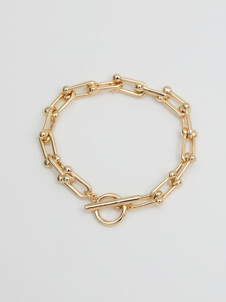 Mood Gold Tone Polished Orb Link Chain Bracelet (N52194) | €10.50