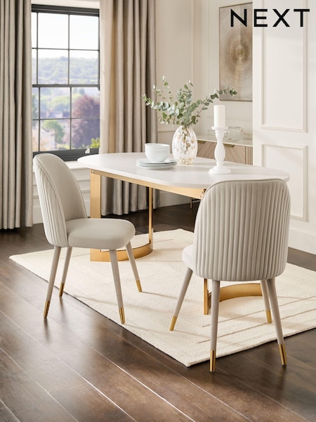 Set of 2 Soft Velvet Pebble Valencia Upholstered Dining Chairs (N52325) | €355