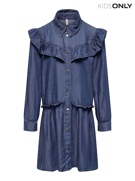 ONLY KIDS Long Sleeve Tierred Denim Smock Dress (N52365) | €20