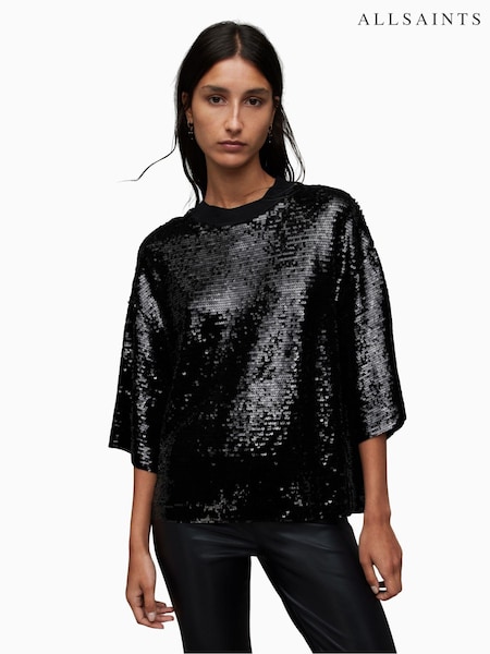 AllSaints Black Juela T-Shirt (N52502) | €83