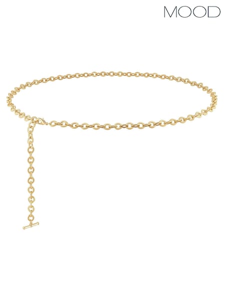Mood Gold Polished Textured Chain Belt (N52507) | €29