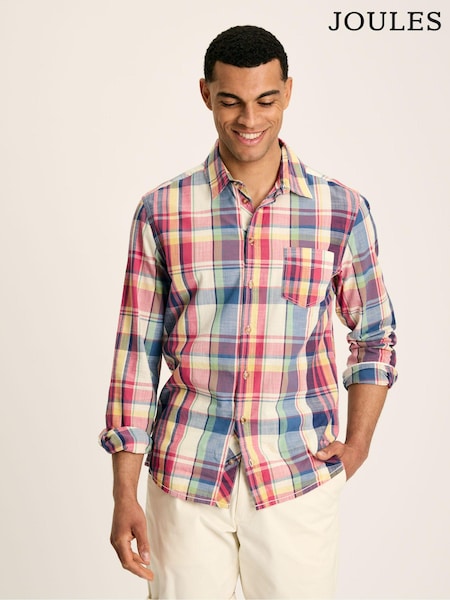 Joules Madras Blue/Pink Long Sleeve Cotton Check Shirt (N52519) | €41.50