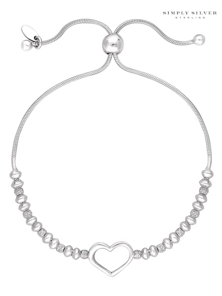 Simply Silver Sterling Silver Tone Silver 925 Open Heart Toggle Bracelet (N52592) | €58