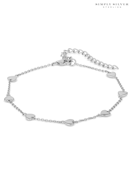 Simply Silver Sterling Silver Tone 925 Polished Heart Station Bracelet (N52600) | €43
