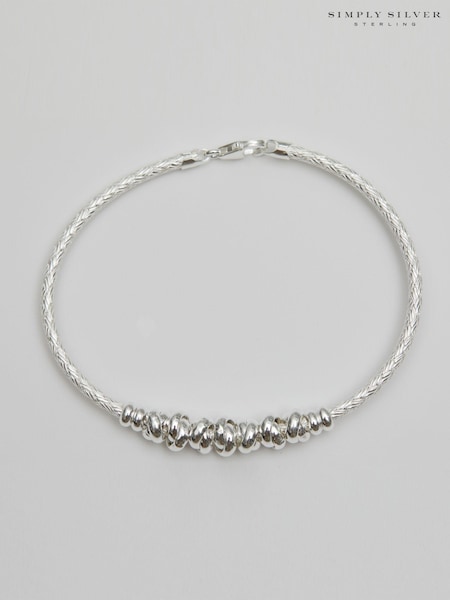 Simply Silver Silver Tone Love Knot Textured Bangle Bracelet (N52658) | €93