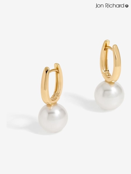 Jon Richard Gold Tone Pearl Drop Hoop Earrings (N52683) | €22.50