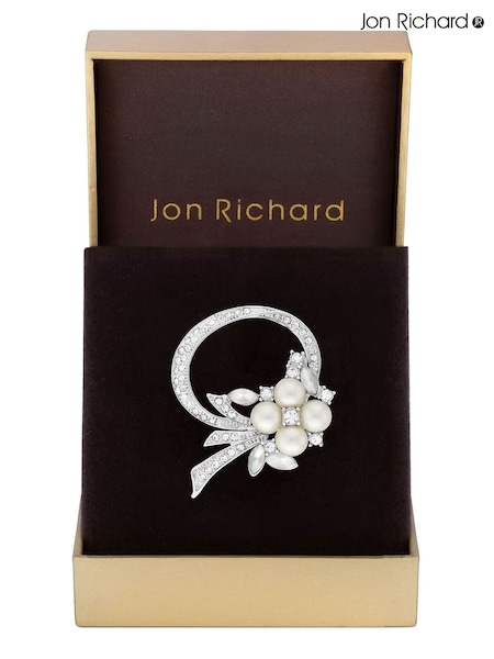 Jon Richard Silver Tone Open Bouquet Pearl And Crystal Brooch (N52685) | €25