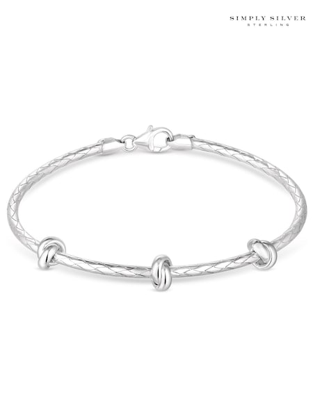 Simply Silver Silver Tone Polished Knot Bangle Bracelet (N52738) | AED349