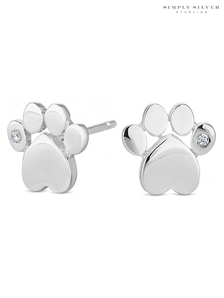 Simply Silver Silver Tone Paw Print Earrings (N52777) | €22.50