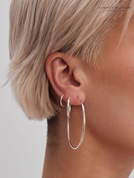 Simply Silver Sterling Silver Tone 925 Hoop Earrings (N52846) | AED233