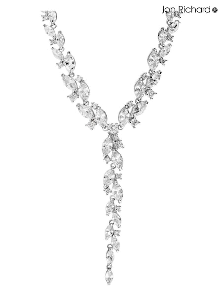 Jon Richard Silver Tone Rhodium Plated Cubic Zirconia Navette Necklace (N52889) | €63