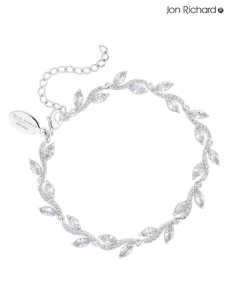 Jon Richard Silver Tone Rhodium Plated Pave Wave Leaf Bracelet (N52892) | €44