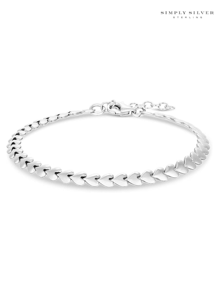 Simply Silver Silver Tone 925 Heart Row Bracelet (N52895) | €58