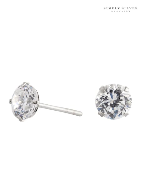 Simply Silver Silver Tone 925 6mm Round Cubic Zirconia Stud Earrings (N52901) | €18