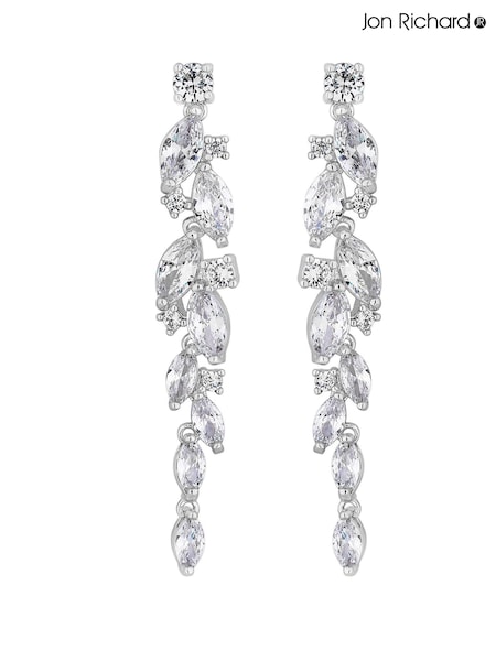 Jon Richard Silver Tone Clear Navette Charlotte Drop Earrings (N52935) | €50