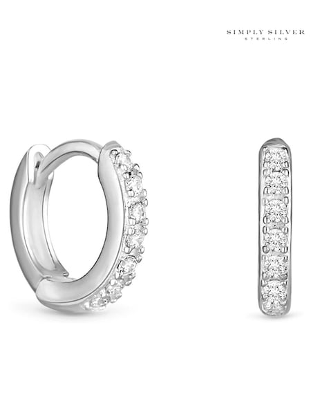 Simply Silver Silver Tone Cubic Zirconia Mini Hoops Earrings (N53002) | €22.50
