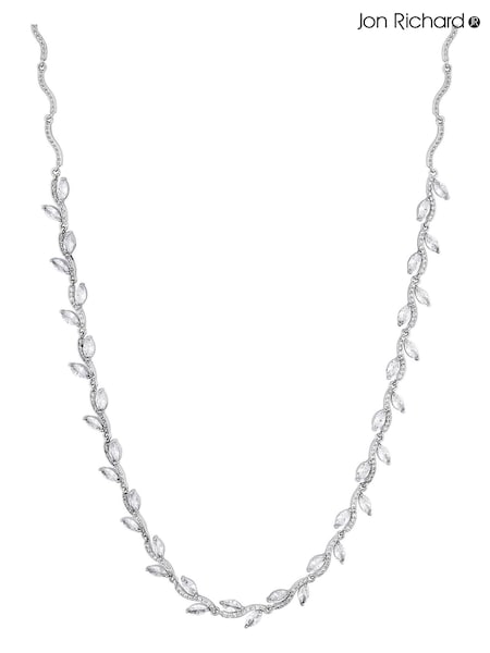 Jon Richard Silver Tone Pave Wave Leaf Collar Necklace (N53064) | €69