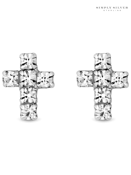 Simply Silver Silver Tone Cubic Zirconia Cross Stud Earrings (N53148) | €7.50