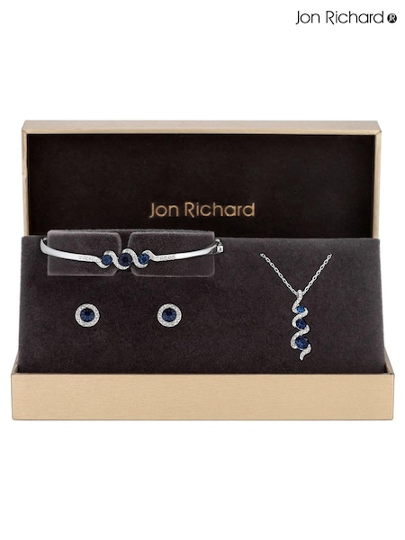 Jon Richard Tone Sapphire And Crystal Twist Drop Trio Gift Boxed Set (N53179) | €39
