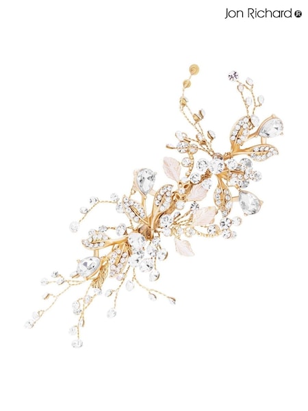 Jon Richard Plated Harmony Leaf And Crystal Gift Pouch Sprig Clip (N53185) | €62
