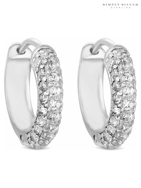 Simply Silver 925 Cubic Zirconia Pave Hoop Earrings (N53215) | ‏151‏₪