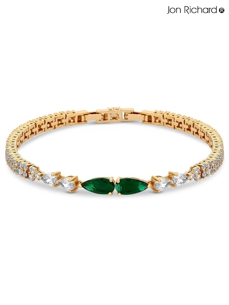 Jon Richard Gold Tone Cubic Zirconia Emerald Green Pear Gift Boxed Bracelet (N53225) | €72
