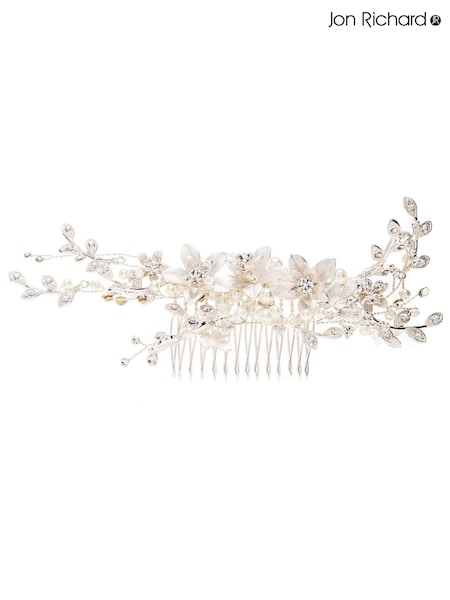 Jon Richard Madeline Silver Texture Petal Maple Leaf Spray Gift Pouch Comb (N53229) | €66