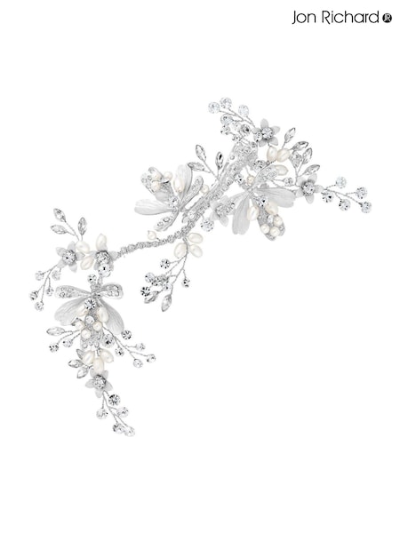 Jon Richard Silver Tone Silver Painted Leaves And Crystal Bead Dogclip - Gift Pouch (N53236) | €46