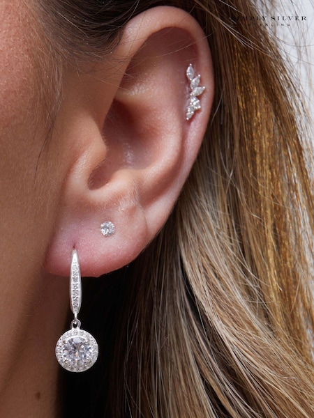 Simply Silver Sterling Silver Tone 925 White Cubic Zirconia Clara Drop Earrings (N53238) | €42
