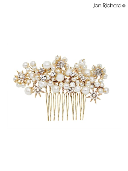 Jon Richard Gold Tone Star And Pearl Hair Comb - Gift Pouch (N53265) | 223 QAR