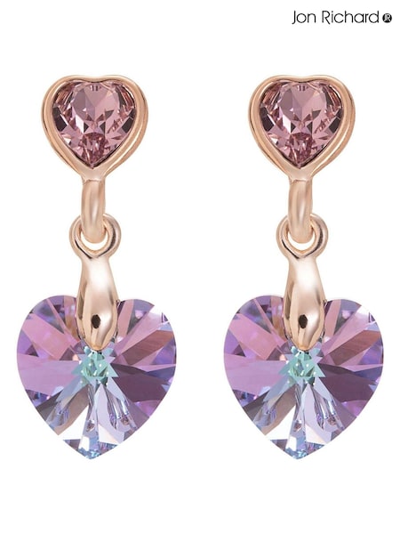 Jon Richard Pink Rose Gold PlatedHeart Drop Earrings (N53300) | €25