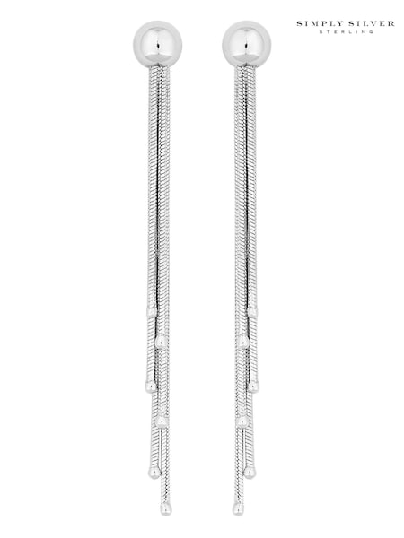 Simply Silver 925 Slinky Multi Strand Tassel Drop Earrings (N53332) | kr740