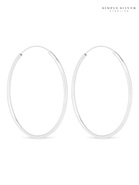 Simply Silver Sterling Silver Tone 925 Thick Hoop Earrings (N53333) | ₪151