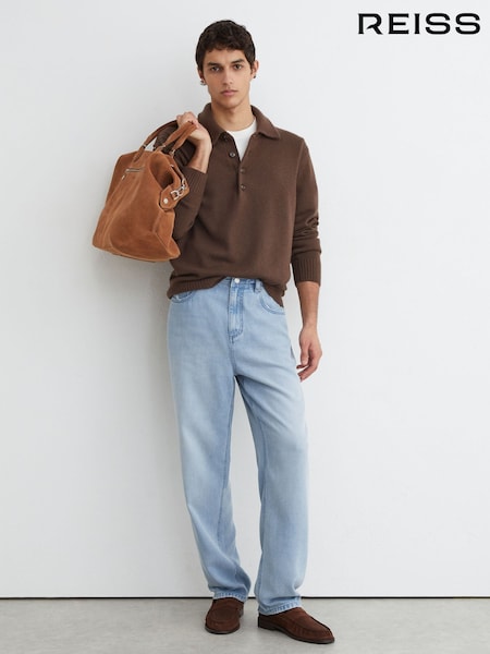 Light Wash Blue - Regular Reiss Sloane Relaxed Straight-fit Distressed Jeans