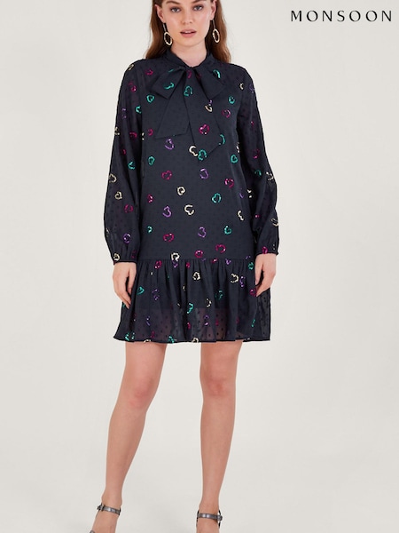Monsoon Blue Hope Heart Sequin Dress (N53493) | €51
