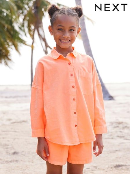 Soft Orange Shirt And Shorts With Linen Co-ord Set (3-16yrs) (N53599) | € 11 - € 15
