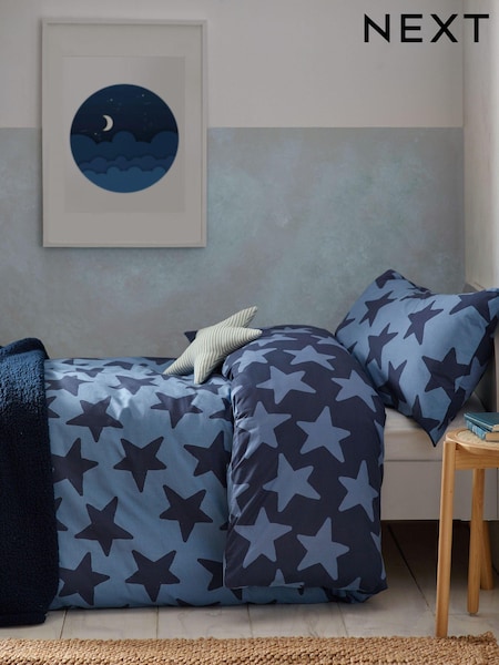 Navy Stars 100% Cotton Printed Bedding Duvet Cover and Pillowcase Set (N53642) | 100 SAR - 156 SAR