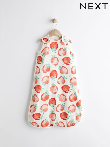 White/Strawberry 0.5 Tog Baby 100% Cotton Sleep Bag (N53688) | €12 - €13