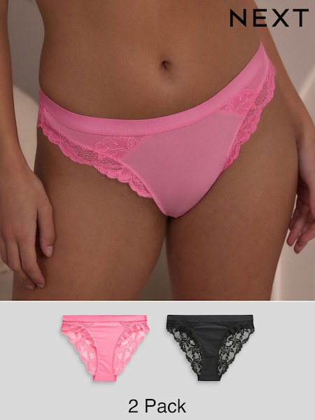 Leuchtendes Rosa/Schwarz - Lace Trim Knickers 2 Pack (N53735) | 13 €