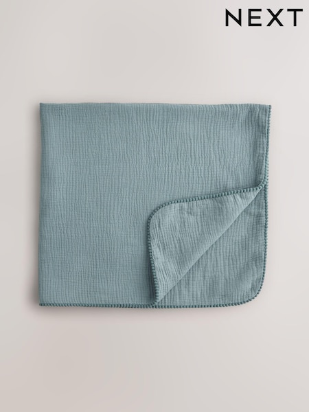 Blue Pom Baby 100% Cotton Muslin Blanket (N53773) | €14.50