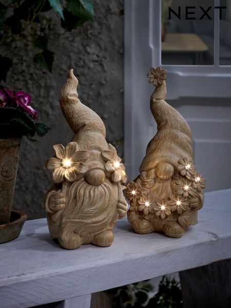 Natural Set of 2 Solar Outdoor Light Up Gonks (N53805) | €46