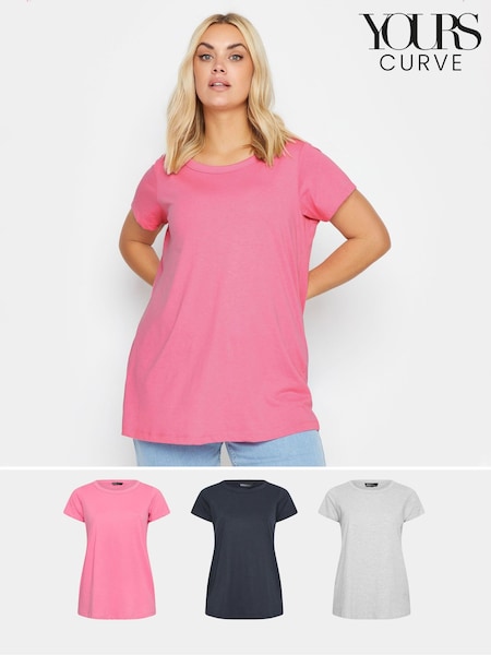 Yours Curve Pink Core Basic T-Shirt 3 Pack (N53826) | €42