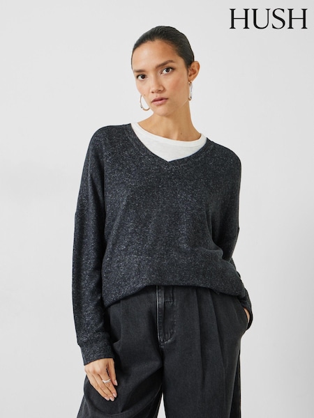 Hush Grey Elle Supersoft V-Neck Sweat Top (N53859) | €30